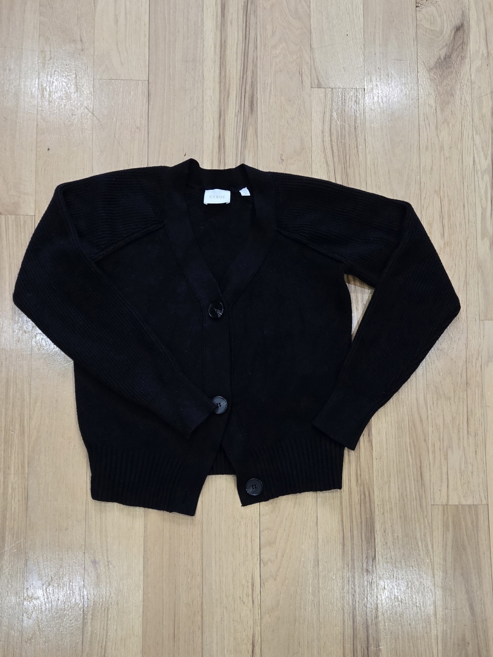Cyrus NYC Black Women's Button-Up Soft V-Neck Cardigan Sweater